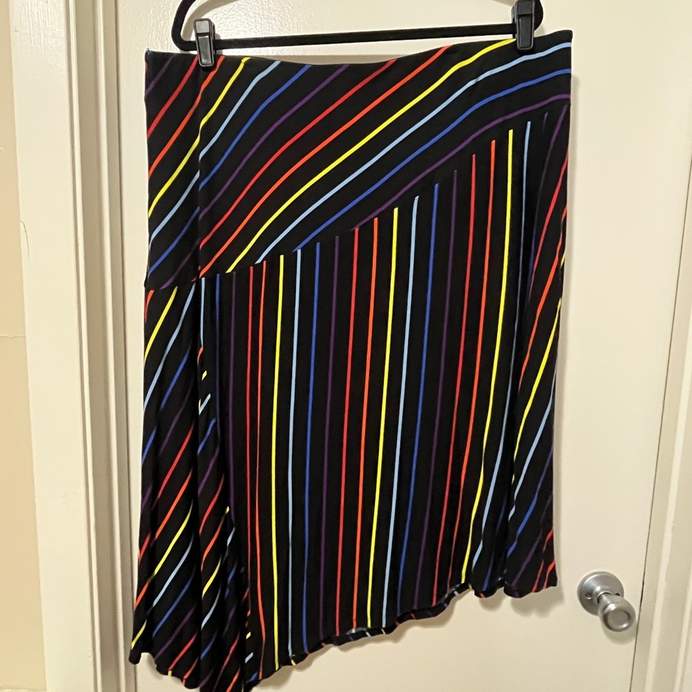 Lane Bryant Black Rainbow Stripe Asymmetrical Women's Skirt